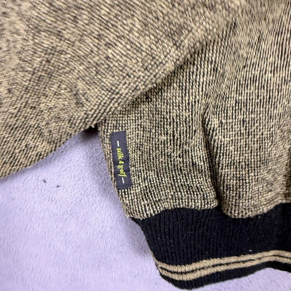 Vintage Saxony Mens Golf Sweater Grandpa 2XL 100% Silk Textured 90s 80s‎ Ugly